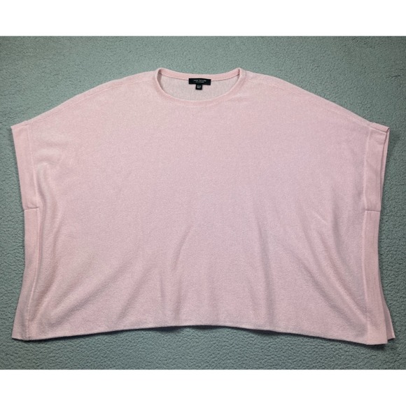 Ann Taylor  100% Cashmere Sweater Womens XS/S Pink Casual Poncho Side Slits Boxy - Picture 1 of 8